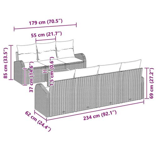 Zestaw Sof na Ogród 8 pcs Szary Polirattan na Arena.pl