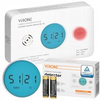 CZUJNIK CZADU TLENKU WĘGLA CZUJKA CO TERMOMETR CERTYFIKOWANY TUV + BATERIE