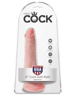 6' cock with balls flesh dildo z jądrami cieliste 15cm king cock