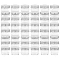 Szklane słoiki na dżem, srebrne pokrywki, 48 szt., 110 ml