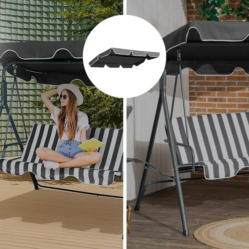 Daszek do huśtawki 200x120 cm wodoodporne poszycie szary na Arena.pl