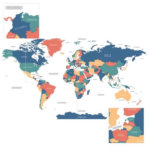 Naklejka Mapa Świata DK344 L na Arena.pl