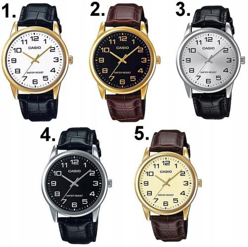 ZEGAREK MĘSKI CASIO APOLLO +BOX +GRAWER skórzany cyfry czarny klasyczny na Arena.pl