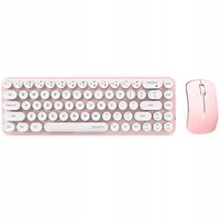 Zestaw Klawiatura i Mysz Mofii Bean 2.4G Bezprzewodowy Bateria Biało Różowy