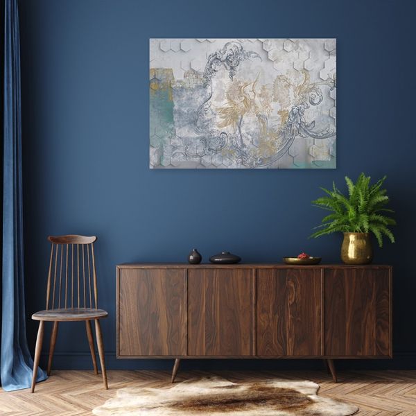 Emaga Obraz na płótnie, Szare ptaki na geometrycznym tle - 60x40 zdjęcie 2