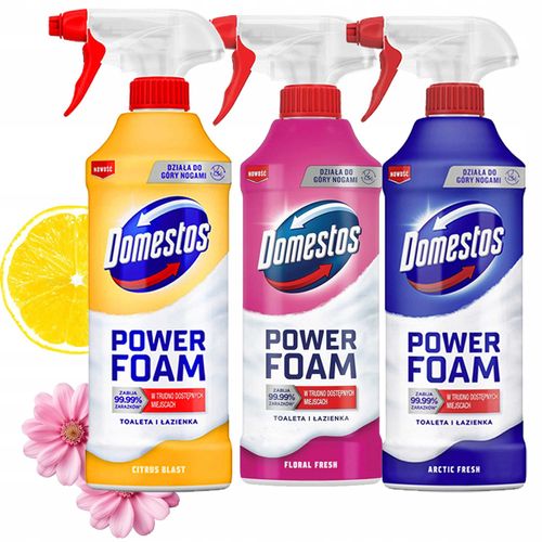 zestaw 3 x domestos power foam piana do mycia toalety i łazienki 435ml na Arena.pl