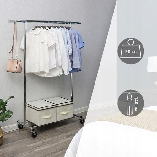 Wieszak na Ubrania Stojak Metalowy na Kółkach Srebrny na Arena.pl