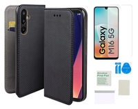 Etui z klapką do Samsung Galaxy A16 5G / M16 5G czarny + folia ochronna TPU