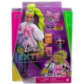 Lalka Barbie Extra Biala tunika Neonowe zielone w