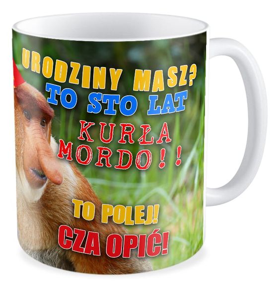 Kubek z nosaczem Polej Cza opić! zdjęcie 1