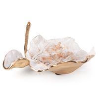 Nowoczesna patera ceramiczna liść DONATO aluminium 40X30X11 kremowa