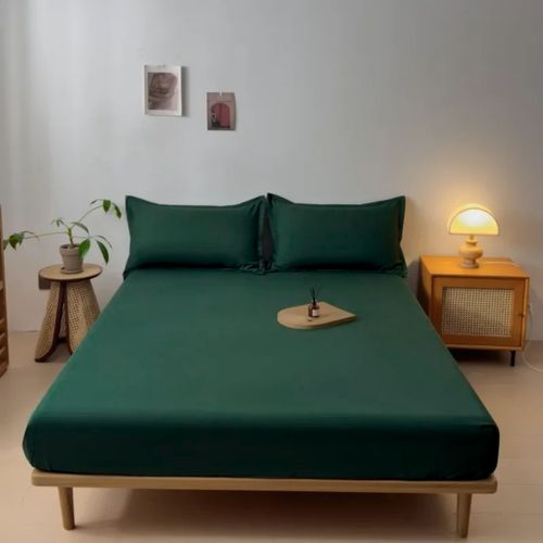 PRZEŚCIERADŁO Z GUMKĄ 200x220 NA MATERAC MIĘKKIE GŁADKIE Z BAWEŁNĄ CIEMNY ZIELONY na Arena.pl
