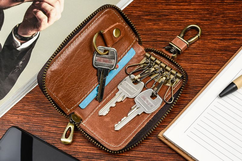 Etui Na Klucze Premium Skórzane Kluczówka Wild Horse Camel P84 zdjęcie 3