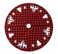 ŚWIĄTECZNA CZERWONA SPÓDNICA W KRATKĘ DYWANIK MATA POD CHOINKĘ 120CM