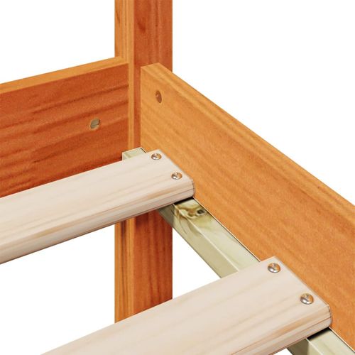 Łóżko z regałem, bez materaca, woskowy brąz, 200x200cm, sosnowe na Arena.pl