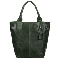 VERA PELLE torebka damska skórzana shopper z saszetką V550 c.zielona