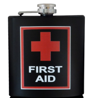 Czarna Piersiówka ze Stali Nierdzewnej First Aid Gentelo 6 OZ