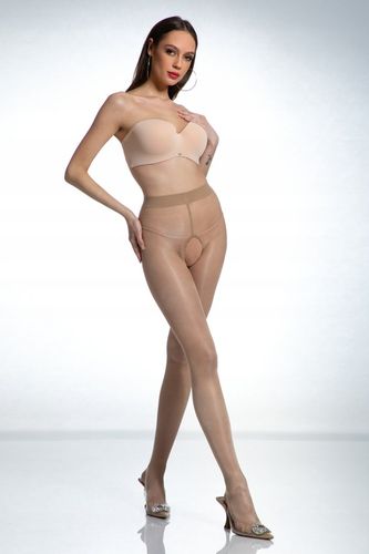 Rajstopy Damskie Gładkie z Dziurką XXL Grubość 20 Den Hip Gloss Beżowe na Arena.pl