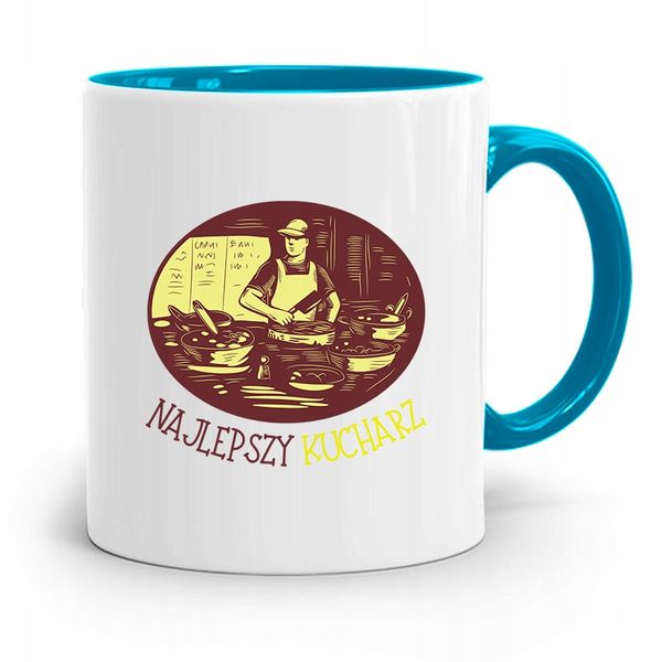 Kubek Błękitny Dla Kucharza Najlepszy Kucharz Z Nadrukiem Ze Zdjęciem zdjęcie 1