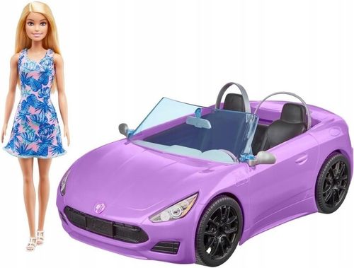 BARBIE AUTO KABRIOLET fioletowy SAMOCHÓD DLA LALEK Barbie zestaw z lalką na Arena.pl
