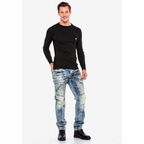 CIPO BAXX SWETER W PRĄŻKI BLACK BASIC GŁADKI~XXL na Arena.pl