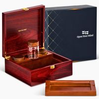 Drewniane Pudełko do Przechowywania z Tacą i 3 Szklane Pojemniki 24x25cm