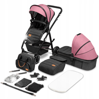 Wózek wielofunkcyjny 2w1 z Gondolą Pasy 5 Punktowe Lionelo Amber Pink Rose