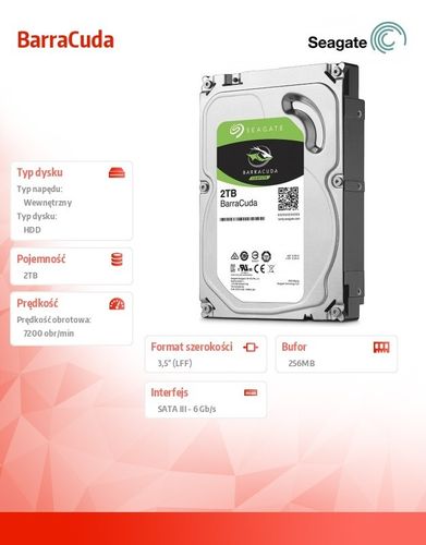 Seagate Barracuda 2TB 3,5'' 256MB ST2000DM008 na Arena.pl