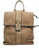 Charro - plecak z kieszonką ozdobna klamra c. beżowy groszek mat CH6678-5