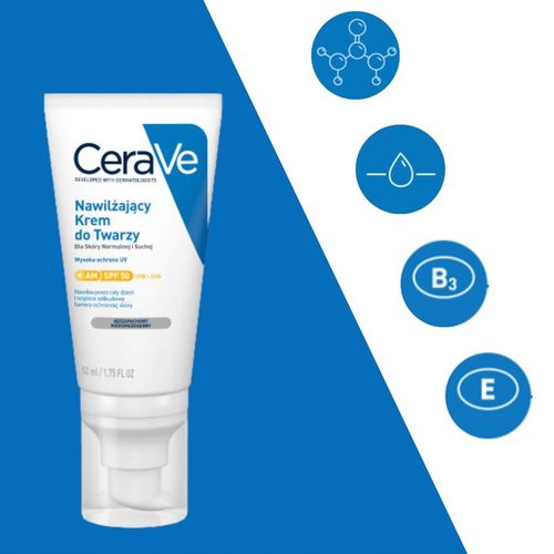 Krem nawilżający do twarzy CeraVe skóra normalna i sucha z SPF 50 52ml na Arena.pl