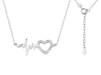 Delikatny rodowany srebrny naszyjnik gwiazd celebrytka linia życia tętno puls serce serduszko cyrkonie srebro 925 Z1533N