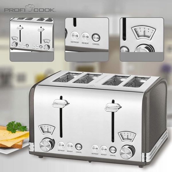 TOSTER NA 4 KROMKI PROFICOOK PC-TA ANTRACYT zdjęcie 6