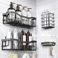 ZESTAW PÓŁEK DO ŁAZIENKI FTOTHH METALOWE CZARNE 4 SZT BEZ WIERCENIA !