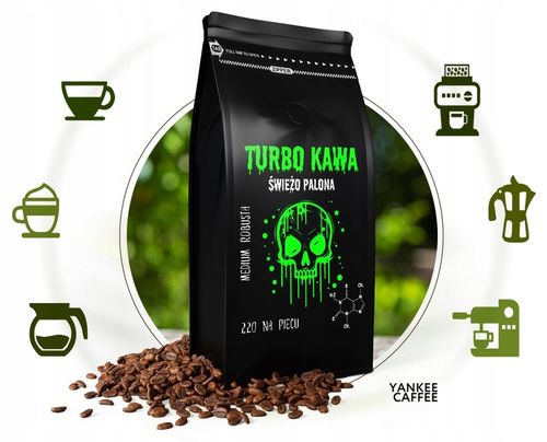 TURBO Kawa ziarnista Do ekspresu 1kg 100% Robusta 220 NA PIECU na Arena.pl