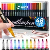 MAGICZNE MAZAKI PISAKI PODWÓJNA LINIA METALICZNE KONTUROWE BROKATOWE 48 SZT