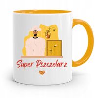Kubek Zółty Dla Pszczelarza Super Pszczelarz Z Nadrukiem Ze Zdjęciem