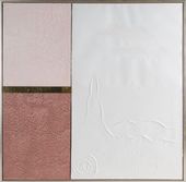 Obraz ręcznie malowany strukturalny GEO 80X80 biały+różowy+złoty