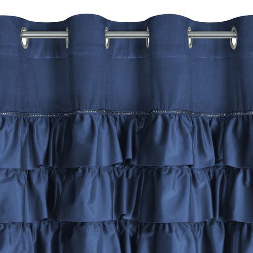 Zasłona zaciemniająca z falbankami na przelotkach SAMI 140X250 granatowa na Arena.pl
