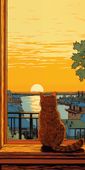 Plakat 50x100cm Zachód przez Kocie Oczy