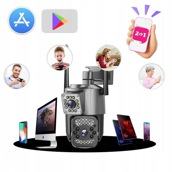 PODWÓJNA KAMERA WIFI IP ZEWNĘTRZNA OBROTOWA 2K ŚLEDZENIE 4MPX DOŚWIETLENIE zdjęcie 13