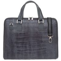 VERA PELLE torba skórzana teczka A4 kroko na laptopa V446 c.szara