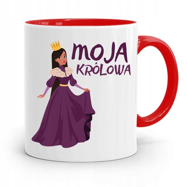 Kubek Czerwony Dla Dziewczyny Moja Królowa Z Nadrukiem Ze Zdjęciem zdjęcie 1