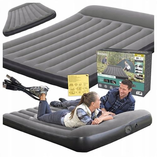 MATERAC DMUCHANY Z POMPKĄ USB ŁÓŻKO DO SPANIA 203 x 152 CM BESTWAY 671BS na Arena.pl