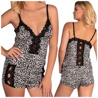 SEKSOWNA PIŻAMKA Z KORONKĄ KOMPLET DAMSKI S/M