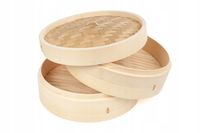 Parowar Bambusowy 24 cm Dwupoziomowy Gotowanie na Parze Pokrywka Craft Wok