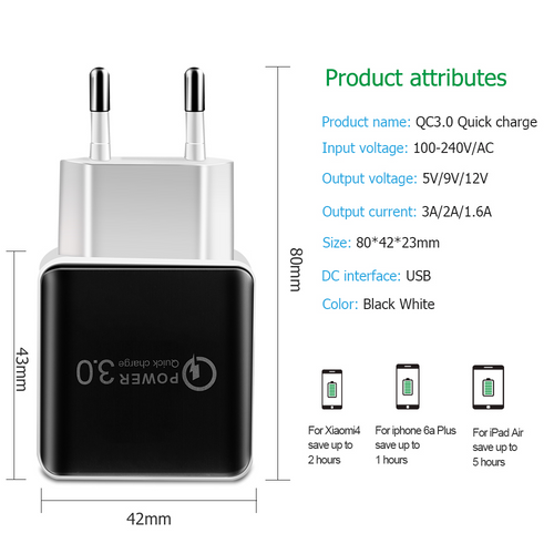 SZYBKA ŁADOWARKA CZARNY 3.0A 1xUSB PC13 na Arena.pl