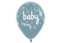 Balony lateksowe pastelowe Baby mglisty niebieski, 30 cm 3 szt.