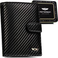 pionowy portfel męski ze skóry naturalnej w czarnym kolorze