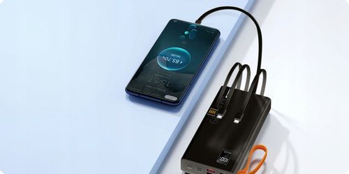 MOCNY POWERBANK 30000MAH 66W LATARKA LCD LED 4 USB USB-C + KABEL 3W1 na Arena.pl