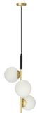 Duo lampa wisząca czarny matowy+złoty 3x15W E14 klosz biały